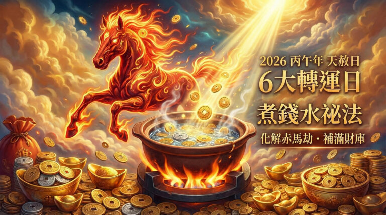 2026 天赦日是哪幾天?完整整理丙午火馬年 6 個天赦日日期、最佳拜拜時機與煮錢水補財庫做法,教你降火氣、防破財、穩住全年財運。